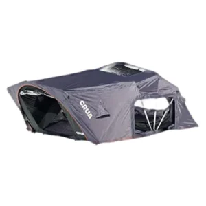 Cort verde și gri Crua Outdoor pentru 5 persoane montat pe mașină