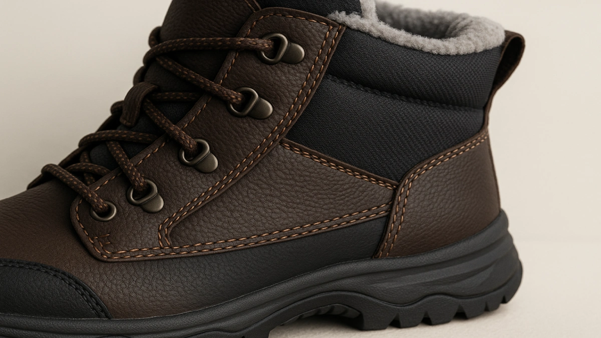 Detalii tehnice ghete de iarnă pentru bărbați cu cusături întărite și materiale rezistente