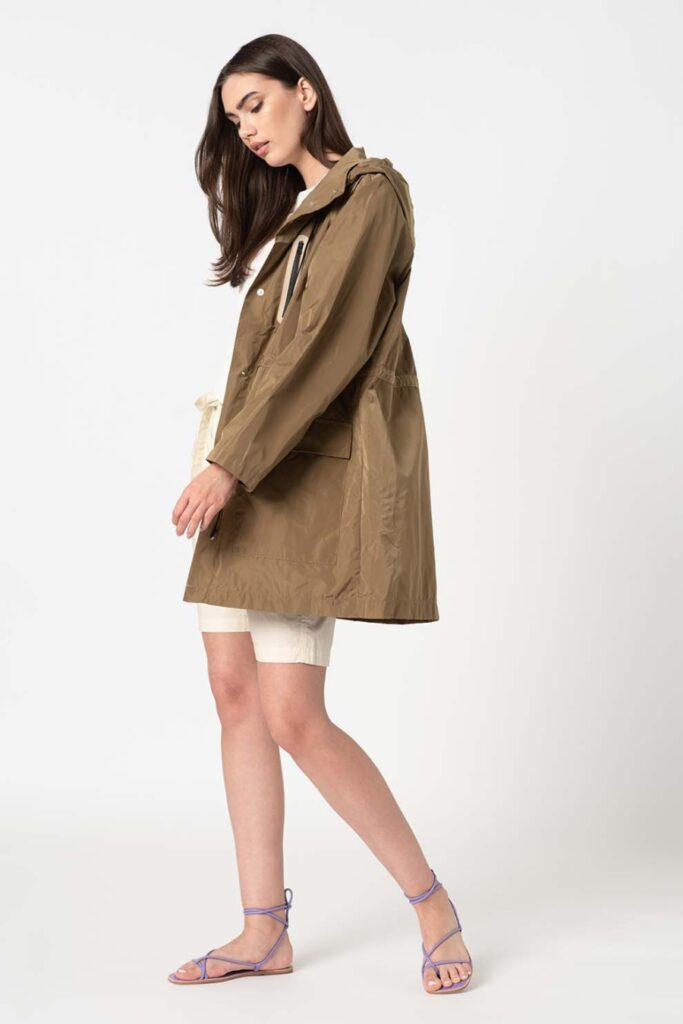 Trendyol, Jacheta parka cu gluga si maneci raglan, Maro