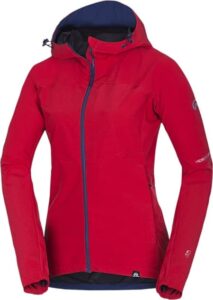 Jacheta softshell America pentru femei, marca Northfinder, culoarea negru cu elemente decorative in gri si rosu