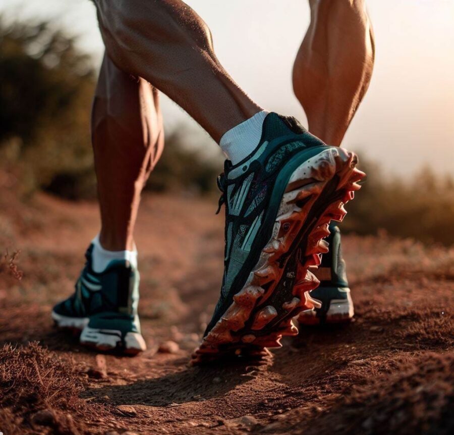 Barbat cu pantofi de alergare trail