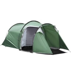 Cort Outsunny verde pentru camping cu vestibul amplu