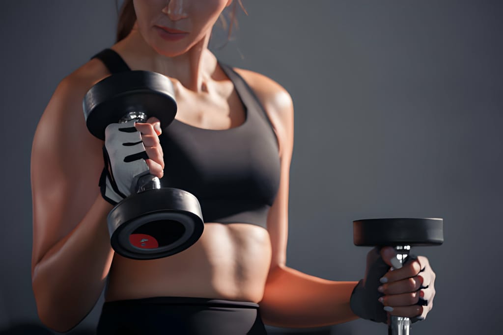 Femeie folosind gantere reglabile pentru antrenament