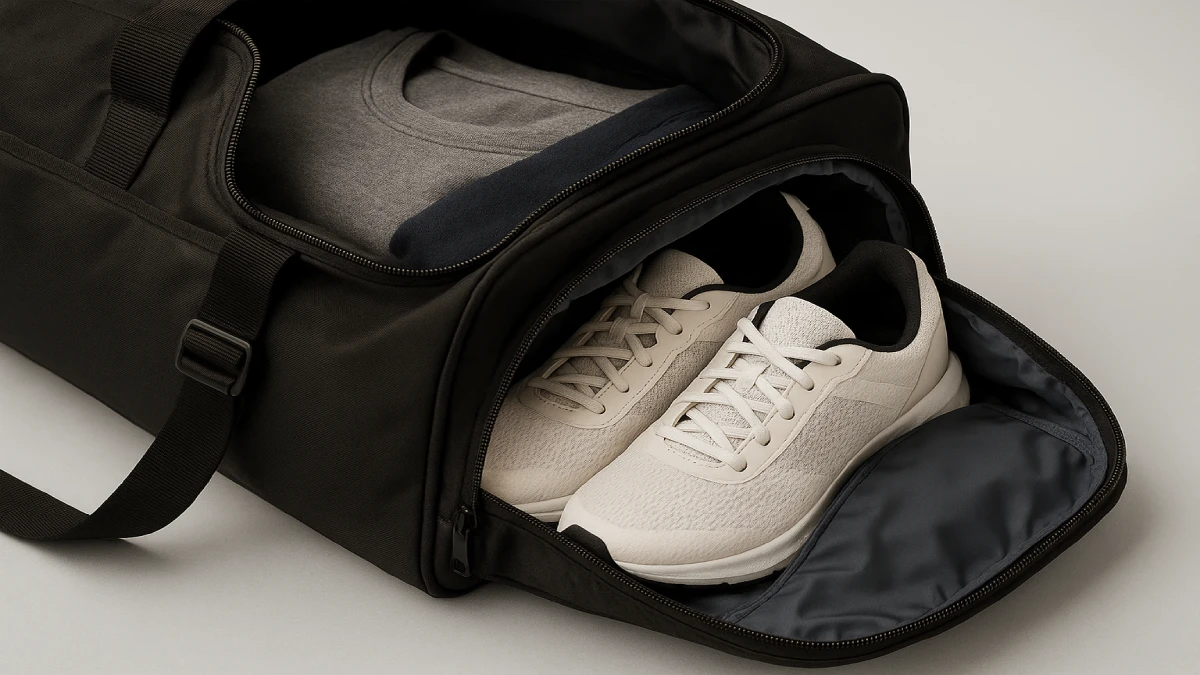 Geantă de sală cu compartiment separat pentru pantofi sport, care păstrează echipamentul curat și organizat