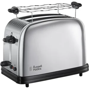 Prăjitor de pâine Russell Hobbs Chester argintiu pe blatul din bucătărie