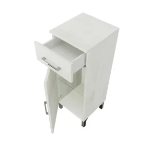 Dulap de baie pe sol, cu ușă, sertar și poliță, finisaj stejar alb