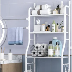 Etajeră de baie cu 3 polițe, ideală pentru organizarea prosoapelor și produselor de igienă, dimensiuni 47x25x160 cm.