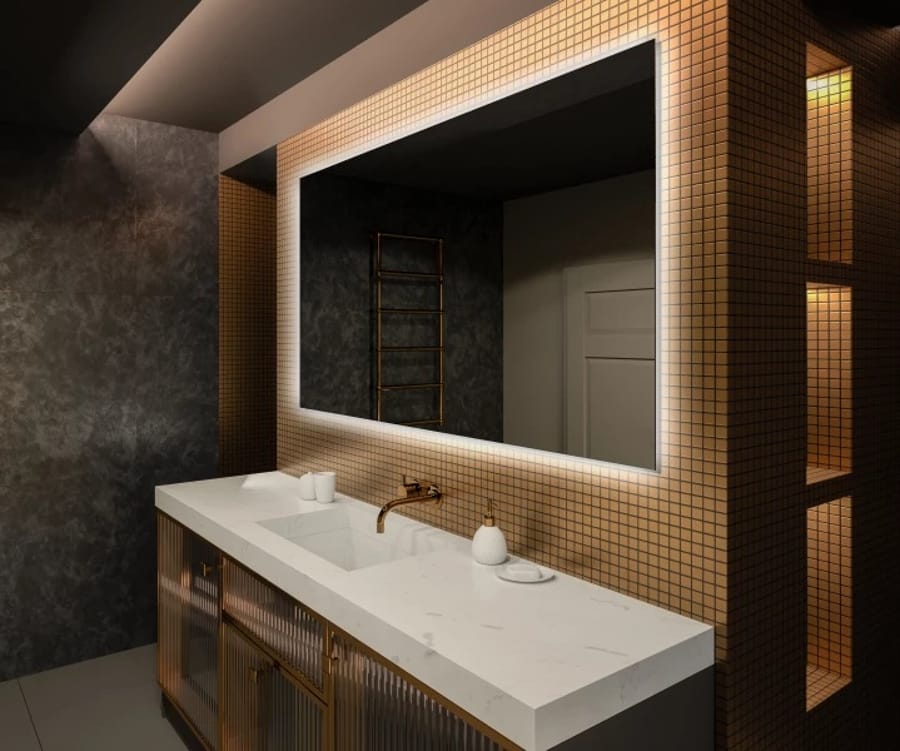 Oglindă de baie dreptunghiulară cu iluminare LED integrată