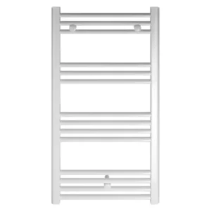 Radiator port prosop alb Ferroli Talia Drept montat pe peretele unei băi moderne.