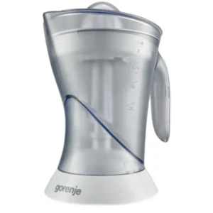 Storcător de citrice Gorenje CJ40W alb, pe blat de bucătărie, cu recipient pentru suc de 1 litru.
