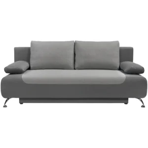 Canapea extensibilă gri Kring Drammen, cu spațiu de dormit și ladă de depozitare.