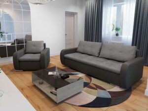 Canapea extensibilă Mondo cu ladă de depozitare și perne dehusabile.