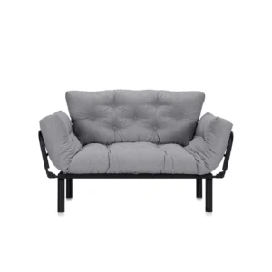 Canapea extensibilă Sunny gri deschis pentru terasă, cu cotiere rabatabile.