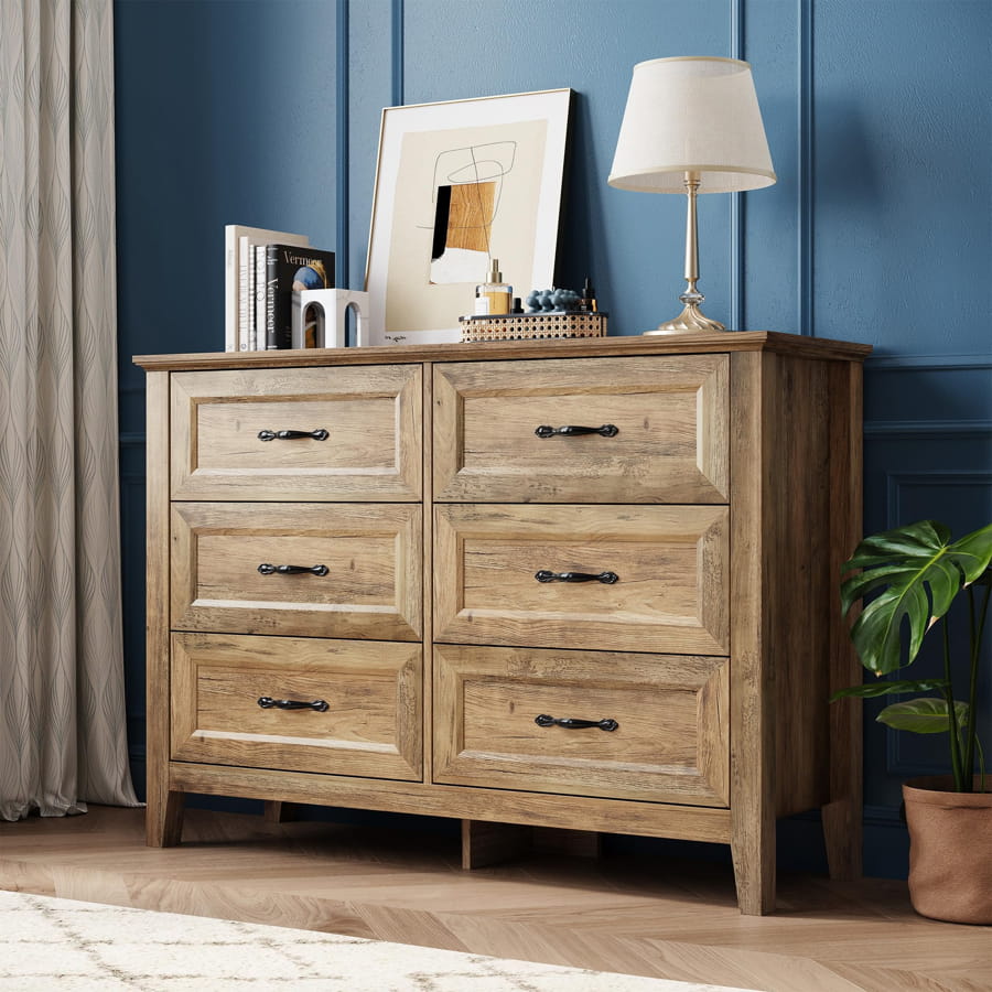 Comodă rustică cu 6 sertare din lemn masiv pentru living