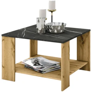 Măsuță de cafea IRIM Honduras, finisaj stejar și negru stilizat, 67x67x44 cm