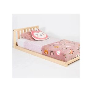 Pat Montessori pentru copii, din lemn de pin natural, 90x160 cm