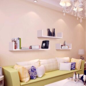 Set de 3 rafturi albe de perete, design modern