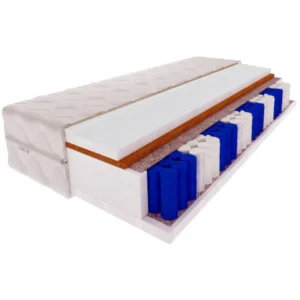 Saltea cu arcuri individuale și fibră de cocos, oferind suport și confort sporit.