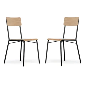 Set 2 scaune dining Woodman Ashburn din lemn masiv, cu design scandinav