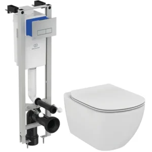 Set WC suspendat cu tehnologie AquaBlade și cadru de fixare, ideal pentru băi moderne