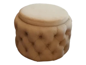 Taburet plusat crem în stil Chesterfield pentru living