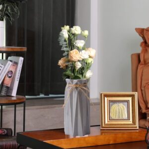 Vază decorativă din ceramică alb-roz-gri, 5x18x9 cm, design modern