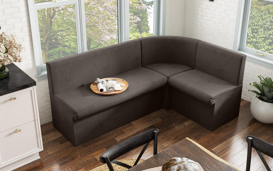 Colțar extensibil compact, maro, ideal pentru bucătării sau spații mici