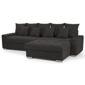 Colțar extensibil negru cu spațiu de depozitare, model Minimaxx