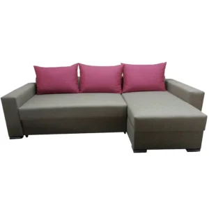 Colțar extensibil reversibil, bej cu perne roz, model Rileft Modella