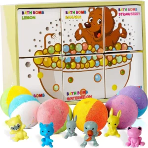 Set 6 bombe de baie efervescente Ideas4Comfort cu surpriză în interior