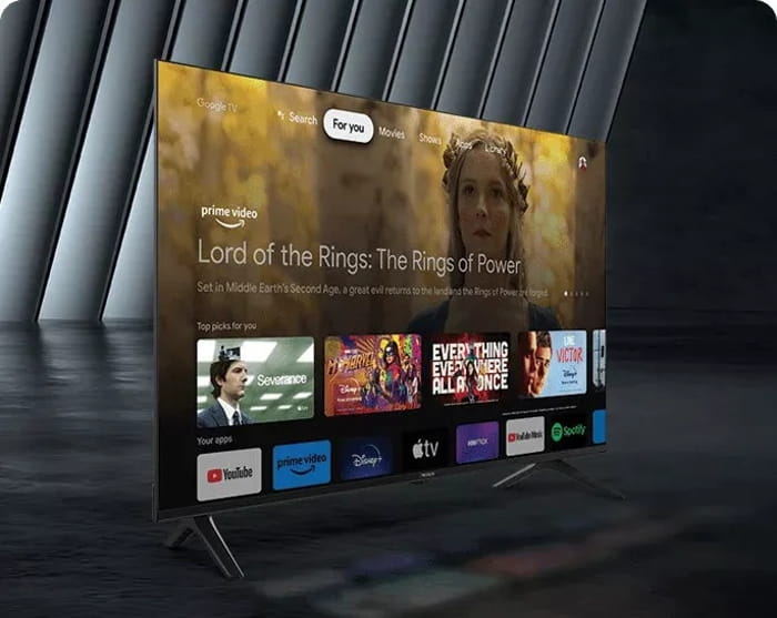 Televizor Smart 108 cm cu Google TV, aplicații de streaming și ecran 4K
