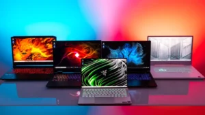 Imagine cu cele mai bune laptopuri de gaming, modele moderne pentru performanță maximă.