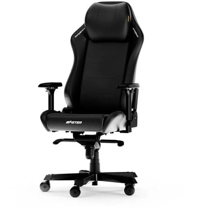 Scaun de gaming DXRacer Master Series XL din piele artificială neagră, ergonomic și robust