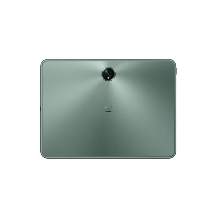 Spatele tabletei OnePlus Pad, cu design elegant în culoarea Halo Green