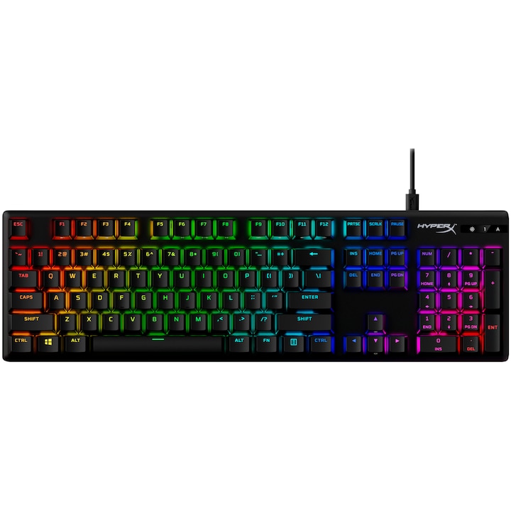 Tastatură mecanică gaming cu switch-uri HyperX Aqua și keycaps PBT