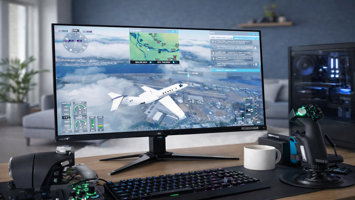 Monitor Acer Predator X28 4K UHD de 28 inch utilizat într-un setup de gaming PC