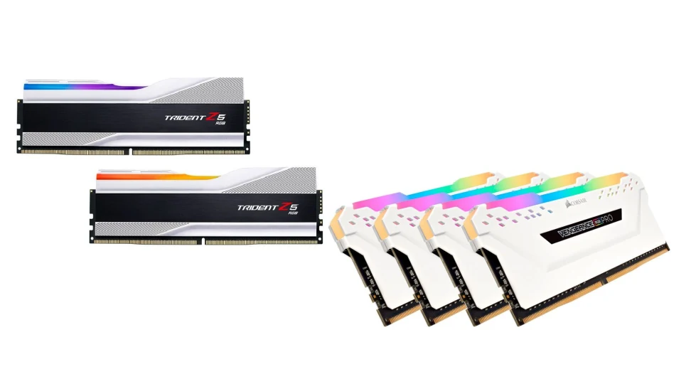 Comparatie vizuală între kituri de memorie DDR4 și DDR5 cu iluminare RGB