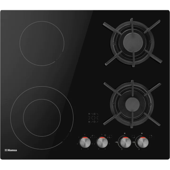 Plită mixtă Hansa BHMS61414030 cu 2 zone gaz și 2 zone vitroceramice