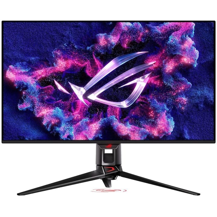 ASUS ROG Swift OLED PG27UCDM – vedere frontală a monitorului QD-OLED 4K 240Hz.