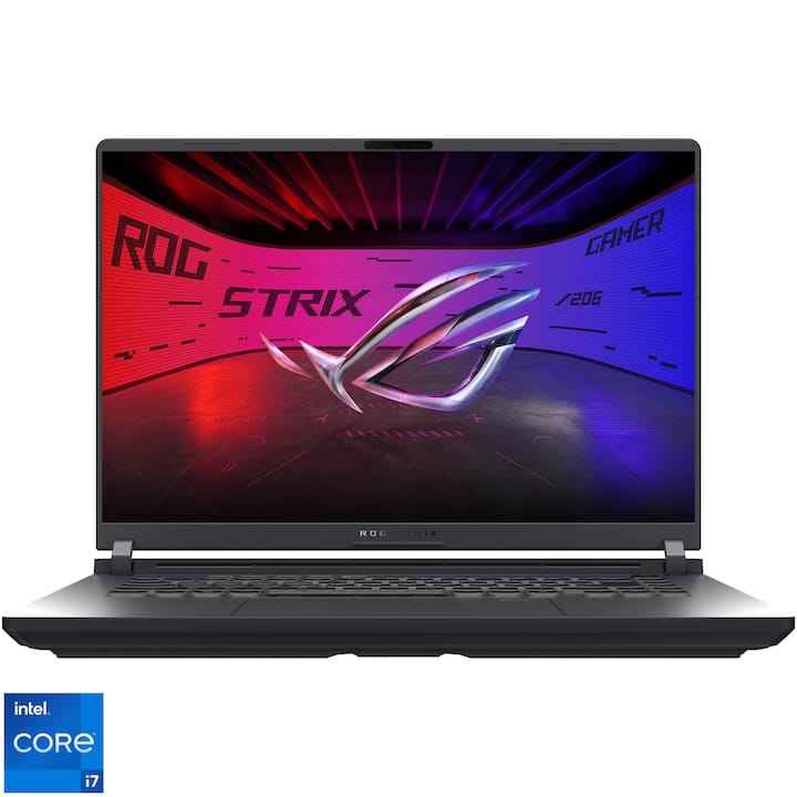 Laptop de gaming ASUS ROG Strix G16, vedere frontală, cu ecran deschis