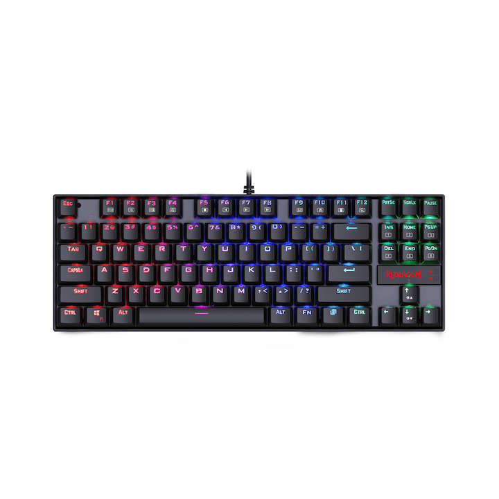 Tastatură mecanică Redragon K552 Kumara RGB, format TKL, iluminare RGB, switch-uri Red