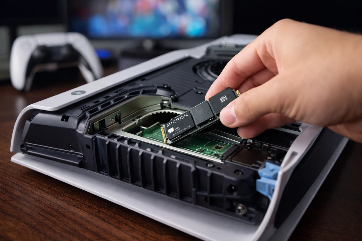 instalare SSD PS5 în slot M.2 NVMe upgrade stocare consola