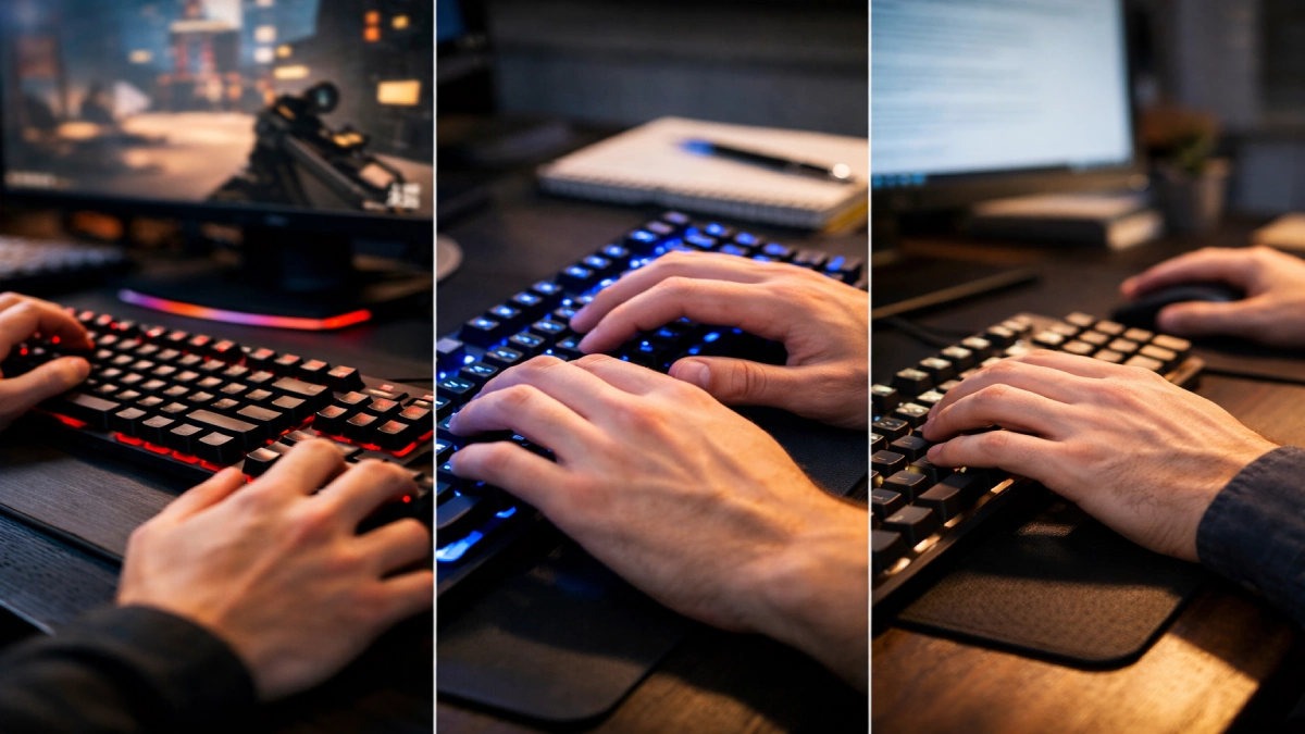 utilizare tastatura mecanica gaming scris birou comparatie switch-uri red brown blue