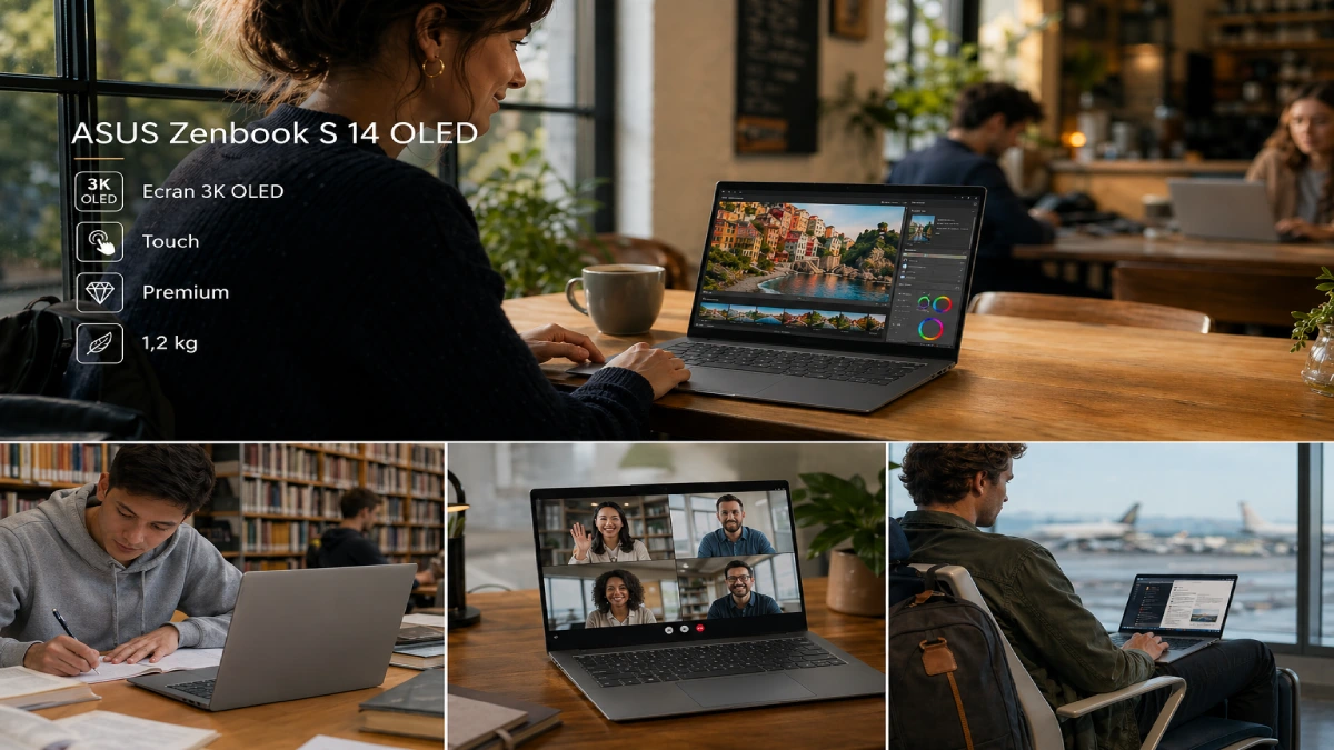 ASUS Zenbook S 14 OLED UX5406 — laptop ultraportabil premium 14 inch 3K touch, 1,2 kg