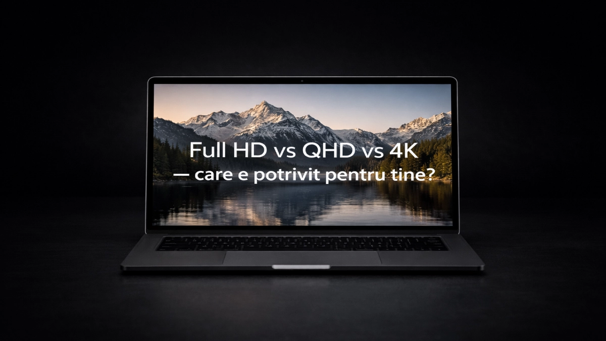Comparație rezoluție ecran laptop Full HD vs QHD vs 4K