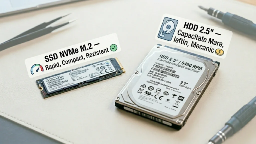 SSD vs HDD la laptop: Care e diferența și ce să alegi