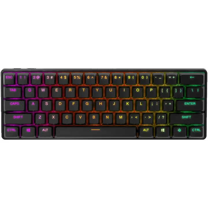 Tastatură gaming wireless SteelSeries Apex Pro Mini WL 60% cu switch-uri OmniPoint ajustabile și iluminare RGB
