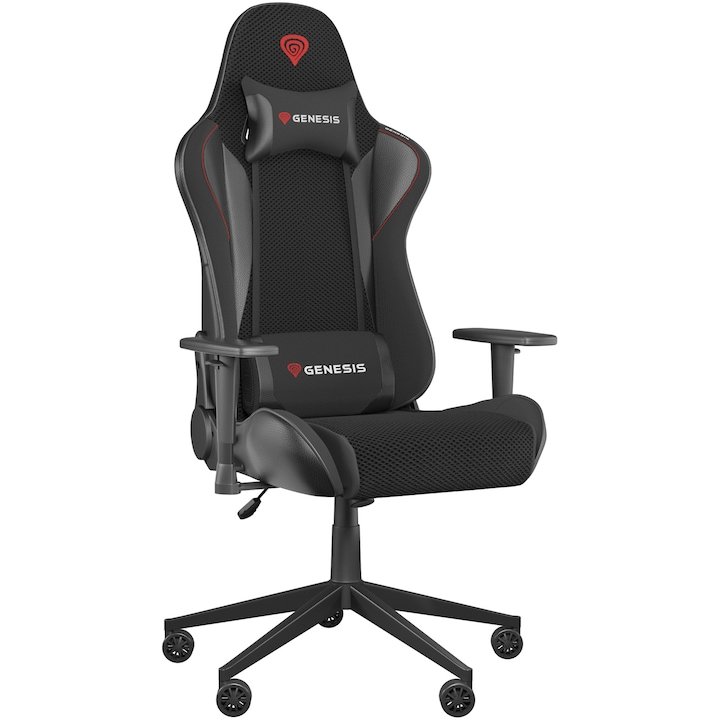 Scaun gaming Genesis Nitro 440 G2 cu spătar SensiMesh negru și bază metalică, vedere frontală