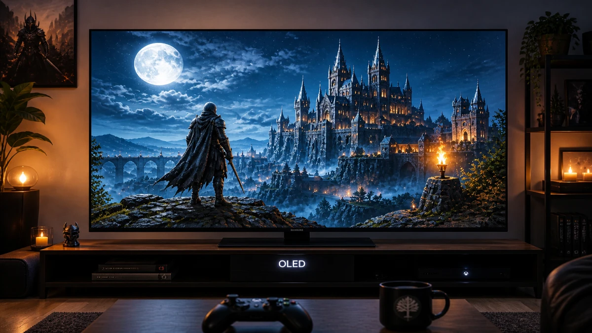 Contrast infinit și negru profund pe televizor OLED în jocuri RPG