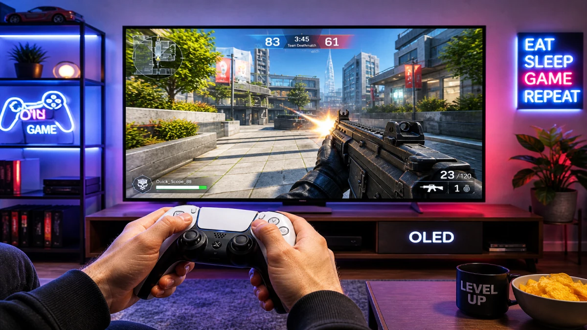 Input lag redus pe televizor OLED pentru gaming competitiv